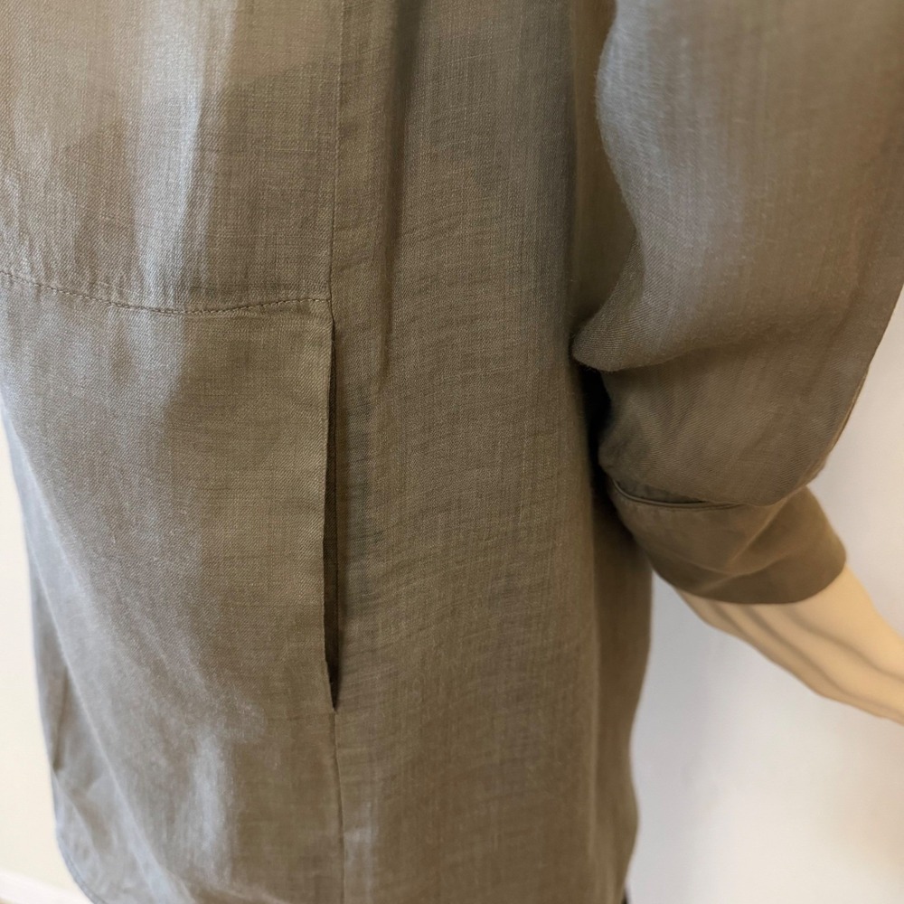 Lafayette 148 New York‎ Sage Green Grey Button Down Tunic Shirt Womens Petite P - Picture 6 of 13